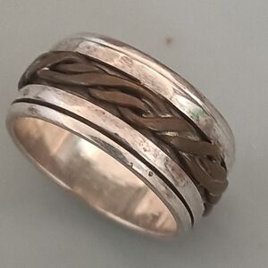Elegant Silver and Brown Braided Ring